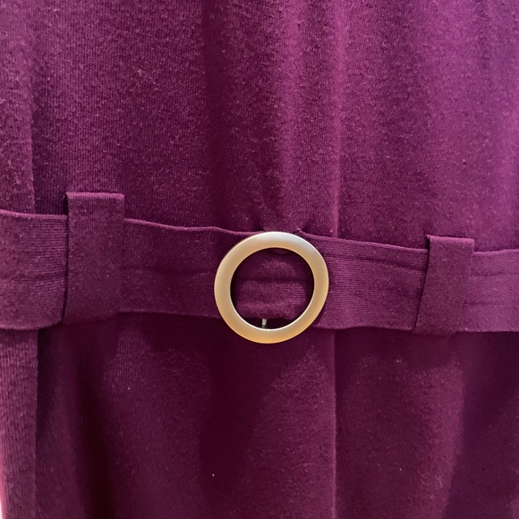 Belted drop waist mini dress looks great with tights and boots. Form fitting - Picture 2 of 4